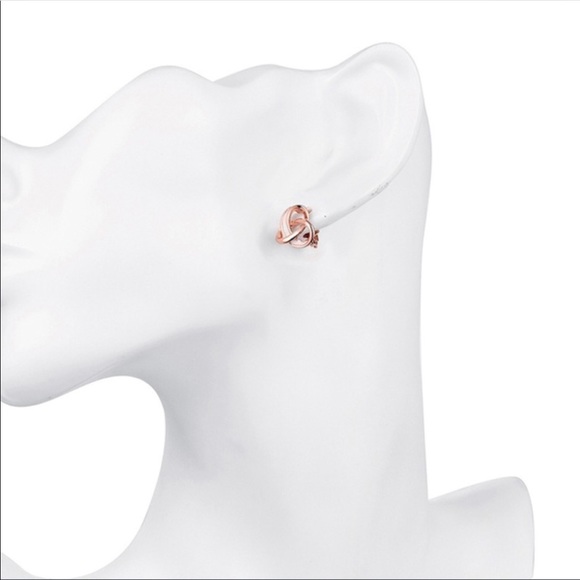 Rose Gold Knot Earrings - Picture 4 of 4